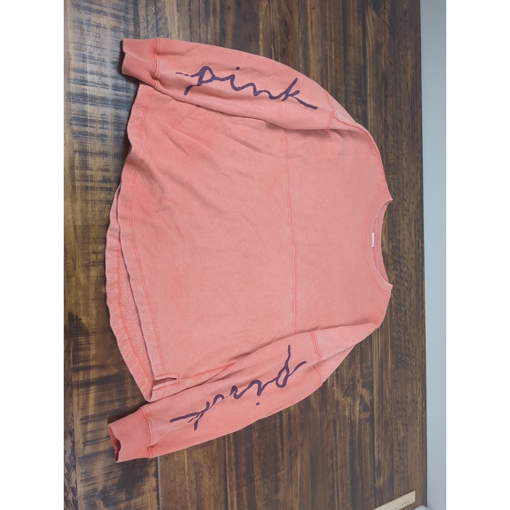 PINK Crewneck Womens XS Oversized Drop Shoulder Terry Sweatshirt
